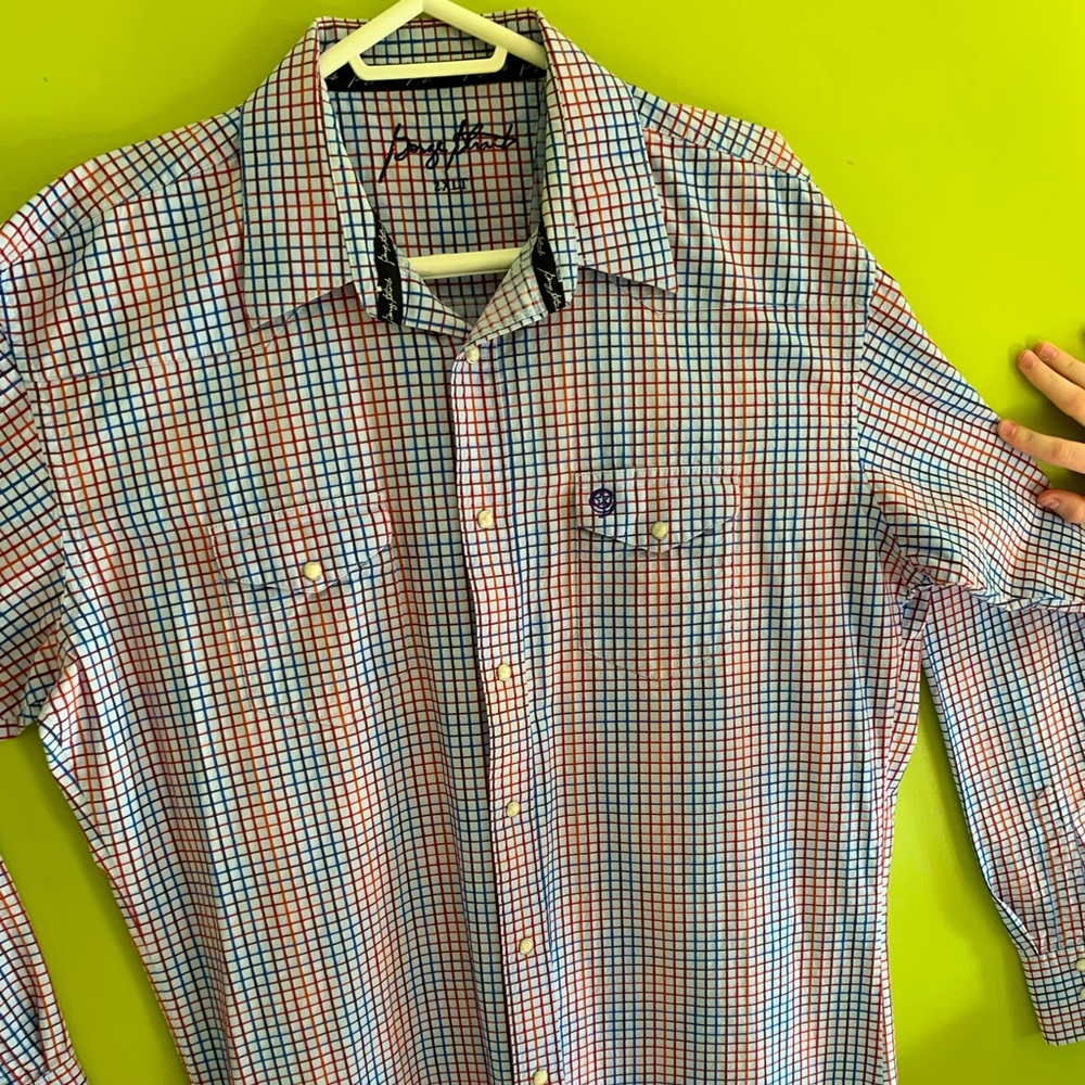 George Strait pearl-snap long sleeved.